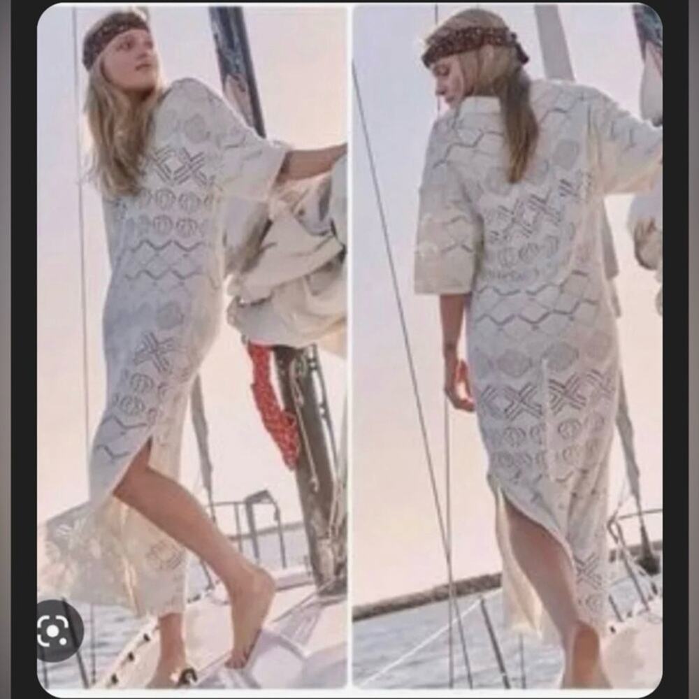 Free People Islamorada Fauxchet Sweater Maxi Resort Beach sz S